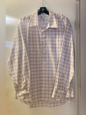 Milestone Long Sleeve Dress Shirt-White/Brown/Blue Plaid